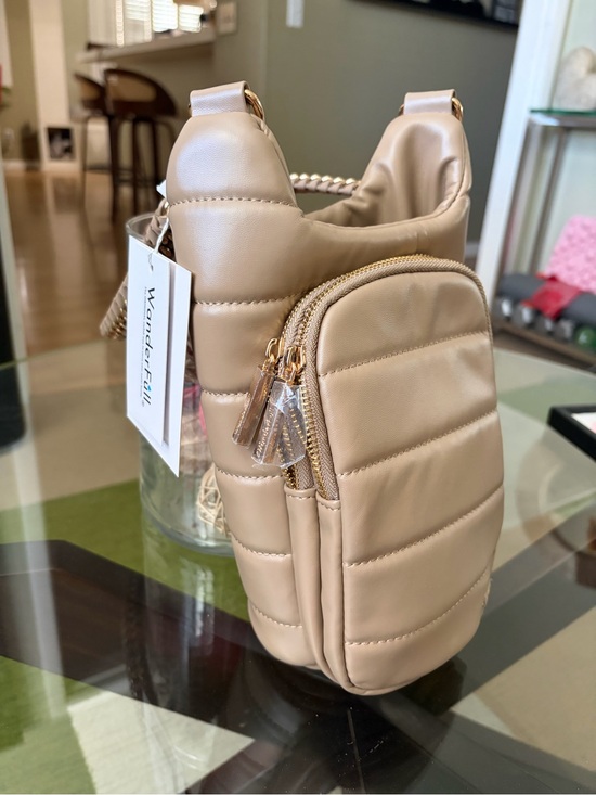 Wander Handbags - Wander Quilted Puffer Crossbody Bag - Taupe